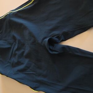 BuffBunny Blue Leggings with Yellow Trim